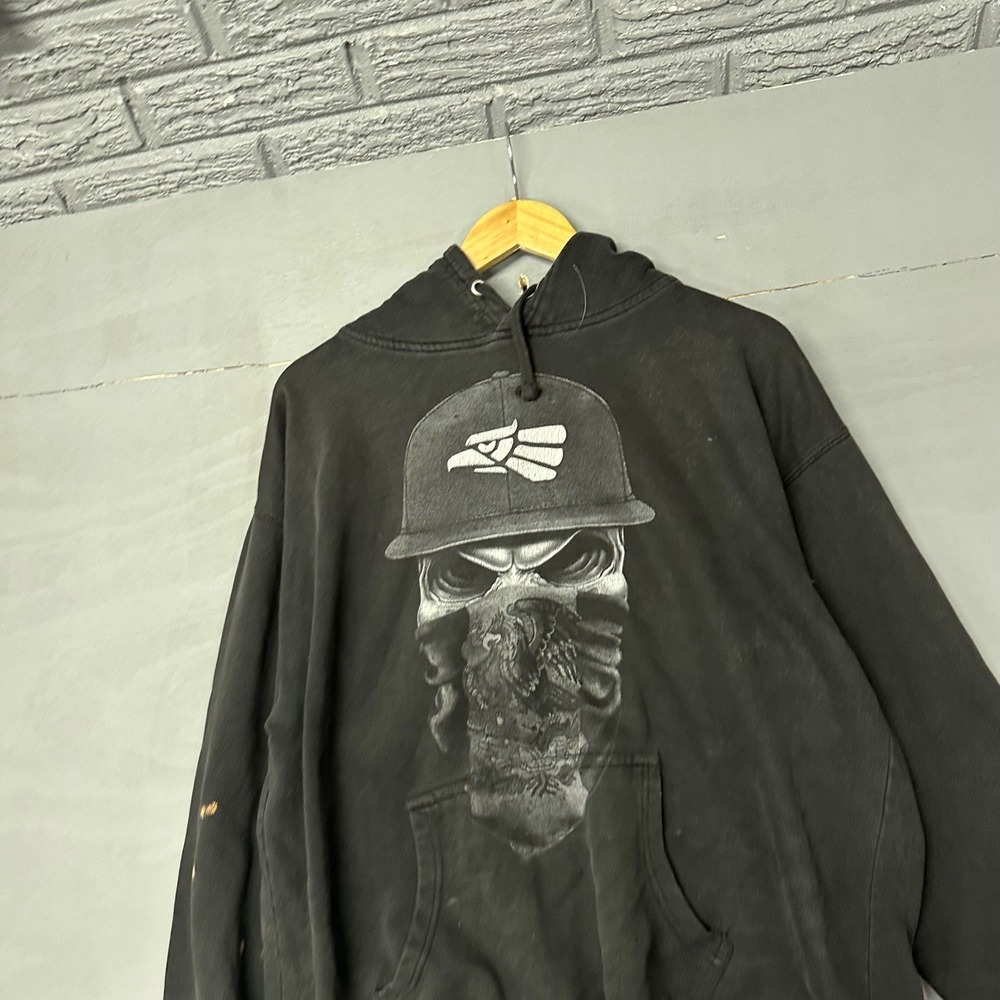 Ten Skull Graphic Hoodie Black Pullover Hooded‎ Sweatshirt Mens XL
